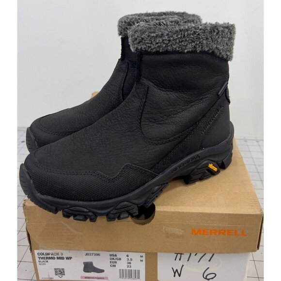 Merrell Coldpack 3 Thermo Mid Zip Waterproof Women's Shoes Black  Sz. 6 Leather - Picture 6 of 13